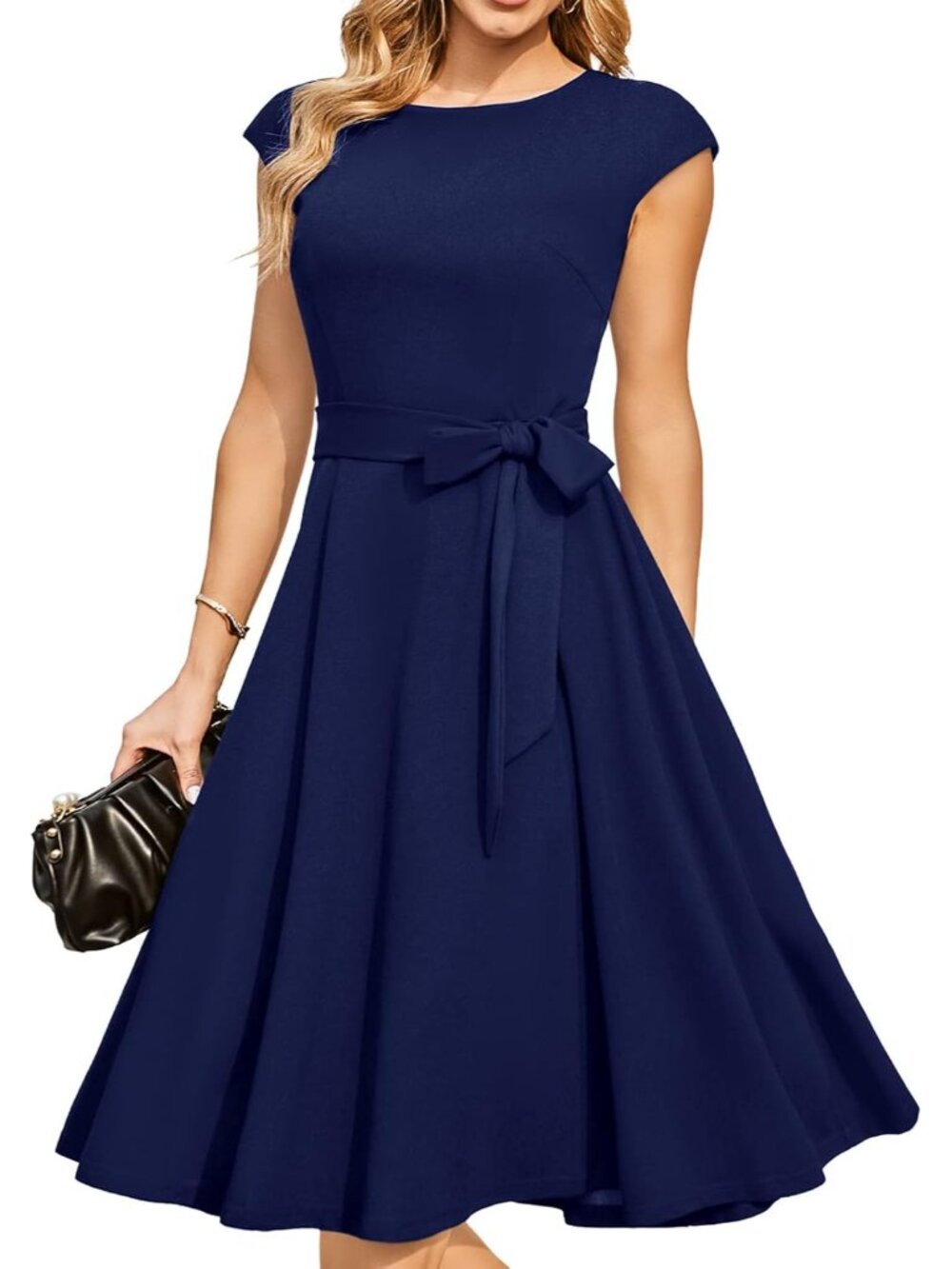 Elegant Navy Women's A-line Cocktail & Wedding Dress